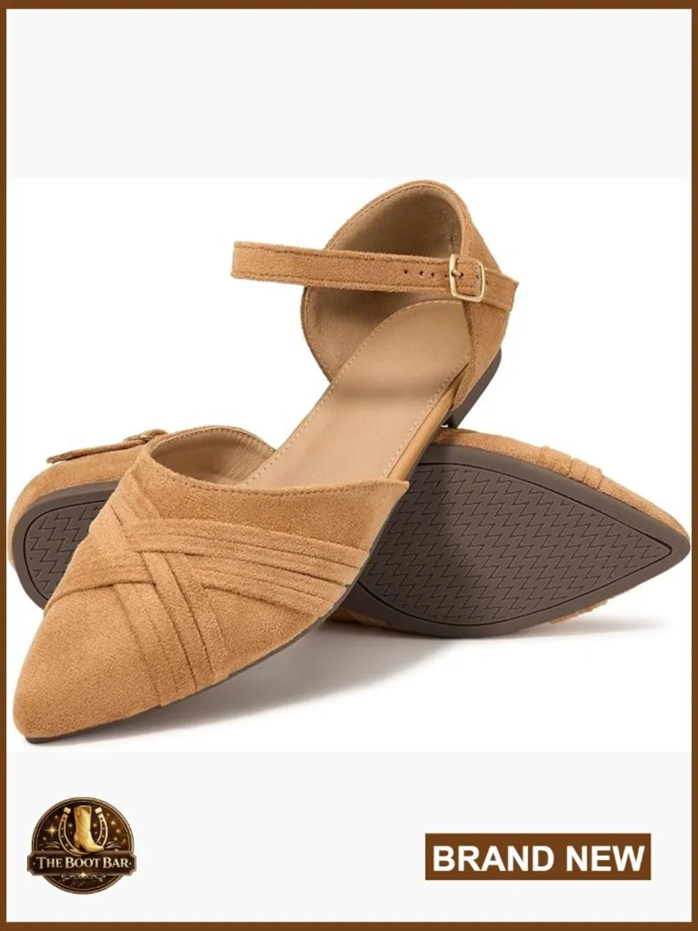 Adjustable Buckle Suede Flats for Office Commute, Pointed Toe Comfort